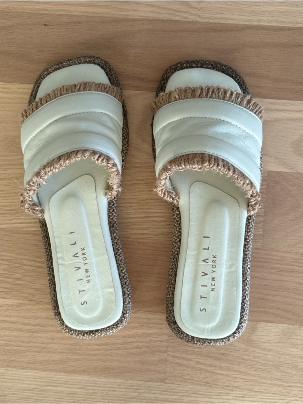 Stivali Lotus slip on raffia sandals in ivory leather women's shoes